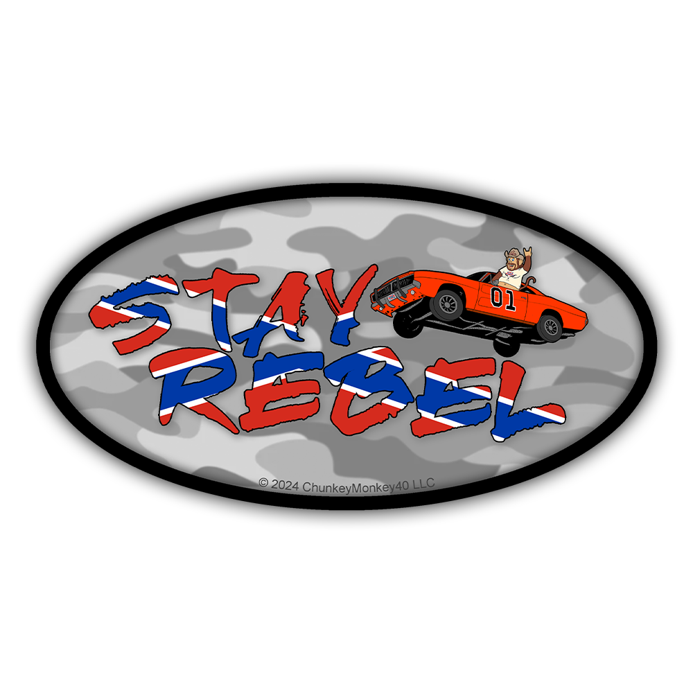 "Stay Rebel" - Gray Camo Sticker (6" x 3" Decal) image 0