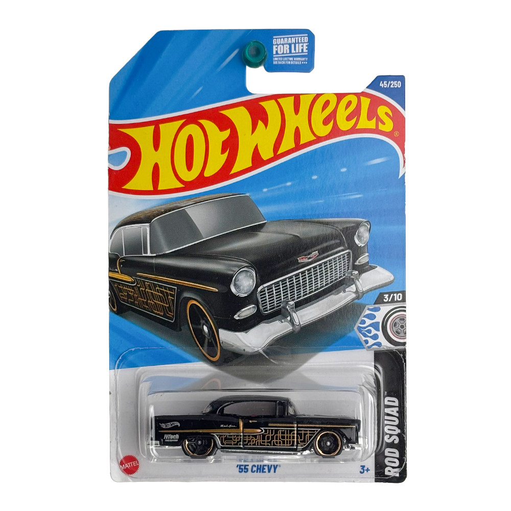 Hot Wheels: 1955 Chevrolet Bel Air - Black & Gold Lowrider (Rod Squad)