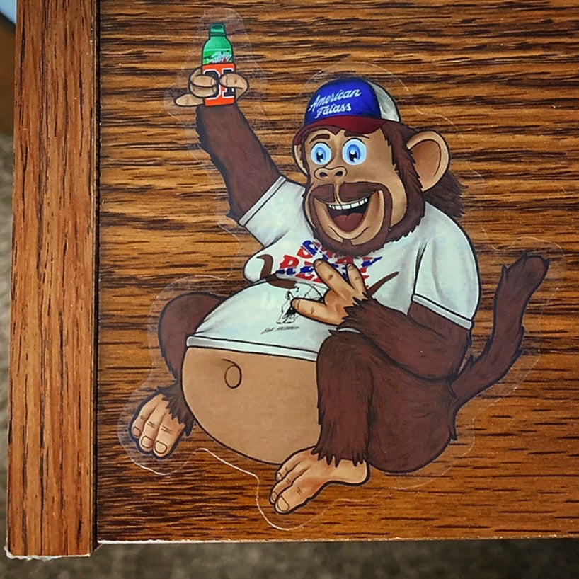 "Chunkey" Monkey Sticker - 3.43" x 4" Clear Decal image 1