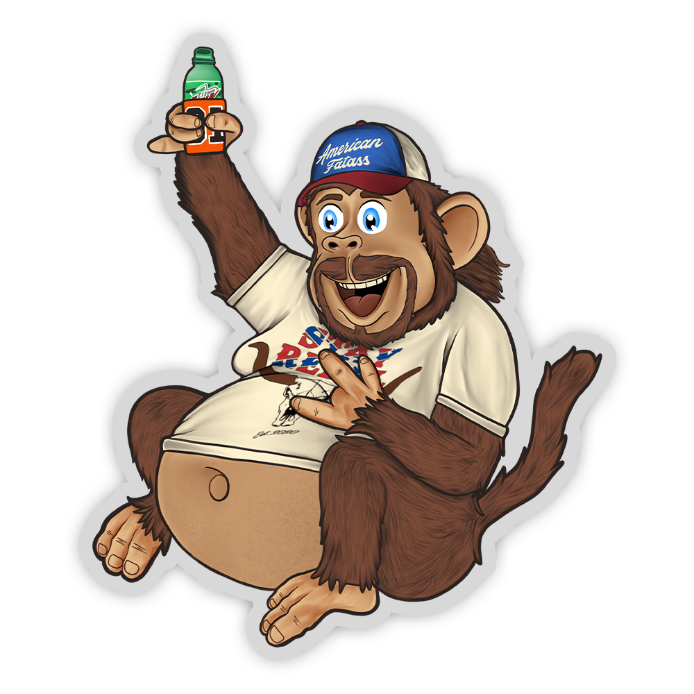 "Chunkey" Monkey Sticker - 3.43" x 4" Clear Decal image 0